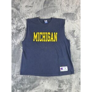 VTG 90s Champion Michigan Muscle Shirt XL‎ USA Navy Blue College Cutoff Tank